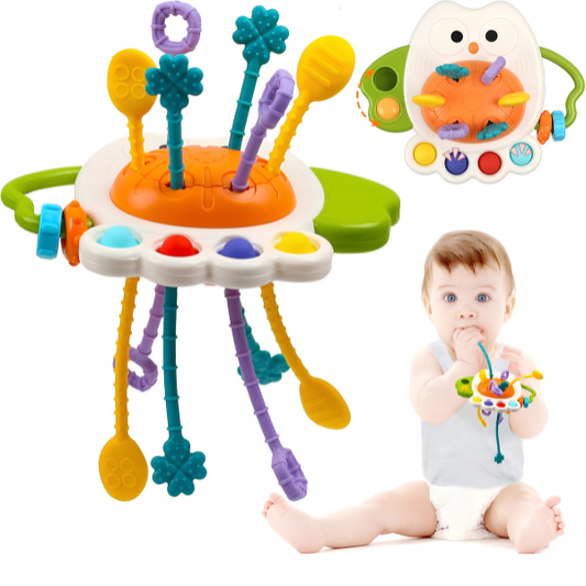 KidJoyBox Silicone Pull & Play Sensory Toy – Baby Activity Toy for Little Hands